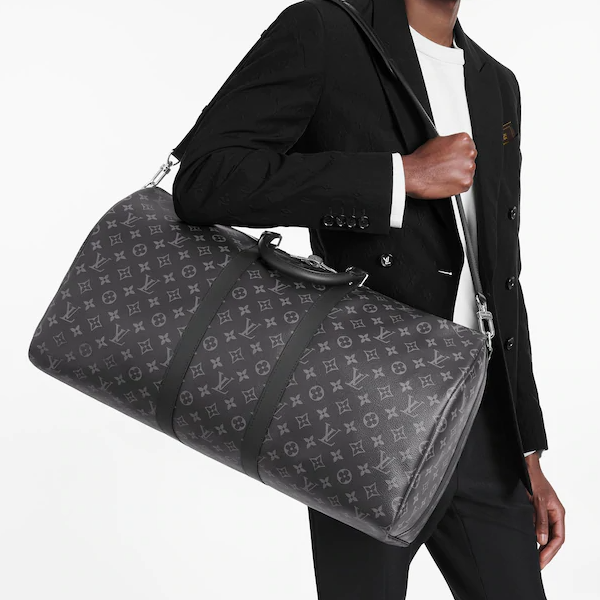 LV Keepall 55 Bandouliere Duffel Bag Monogram Eclipse Canvas leather