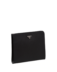 Prada Saffiano Leather Document Holder Triangle Logo Black