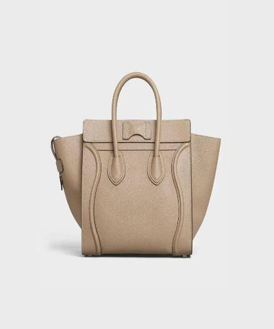 Celine Micro Luggage Handbag In Drummed Calfskin Dune