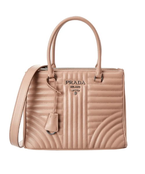 Prada Diagramme Leather Handbag Powder Pink