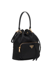 Prada Duet Fabric Shoulder Bag Black