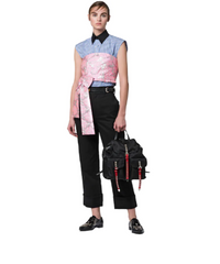 Prada Black Nylon Backpack Red