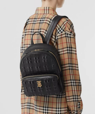 Burberry Quilted Check Lambskin Backpack Black