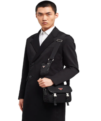 Prada Nylon Cross-Body Bag Buckles Black
