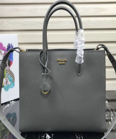 Prada Saffiano Leather Tote Large Gray