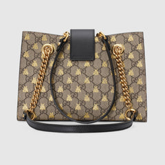 Gucci Padlock Small GG Bees Shoulder Bag Black