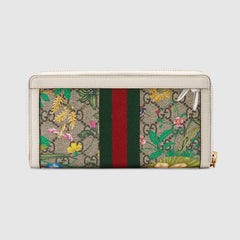 Gucci Ophidia GG Flora Zip Around Wallet White