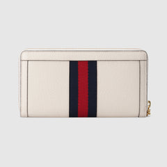Gucci Ophidia Zip Around Wallet White Leather