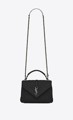 Saint Laurent Classic Medium College Monogram Black Silver-Toned