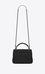 Saint Laurent Classic Medium College Monogram Earth Grey Silver-Toned