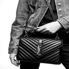 Saint Laurent Classic Medium College Monogram Black Silver-Toned