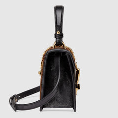 Gucci Sylvie GG Velvet Small Shoulder Bag Brown