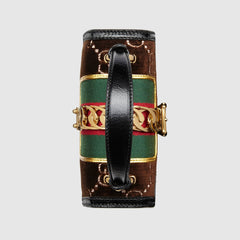 Gucci Sylvie GG Velvet Small Shoulder Bag Brown