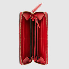 Gucci Sylvie Leather Continental Wallet Hibiscus Red