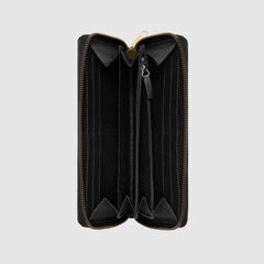Gucci Print Leather Zip Around Wallet Black