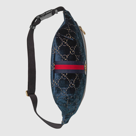 GG Velvet Belt Bag Dark Blue