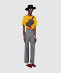 Gucci GG Supreme Black Flap Belt Bag