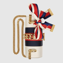 Gucci Sylvie Leather Mini Chain Bag White