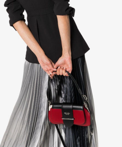 Prada Sidonie Leather Shoulder Bag Red / Black