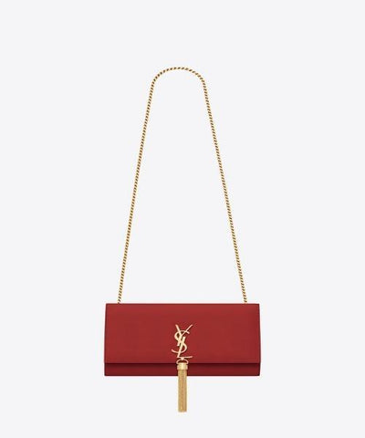 Saint Laurent Medium Kate Tassel Chain Bag Red Crocodile