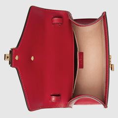 Gucci Sylvie Leather Mini Top Handle Hibiscus Red Bag