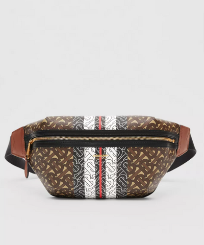 Burberry Medium Monogram Stripe E-Canvas Bum Bag Brown