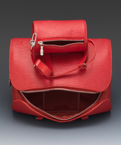 LV Soufflot Bag Black Epi Leather Red<