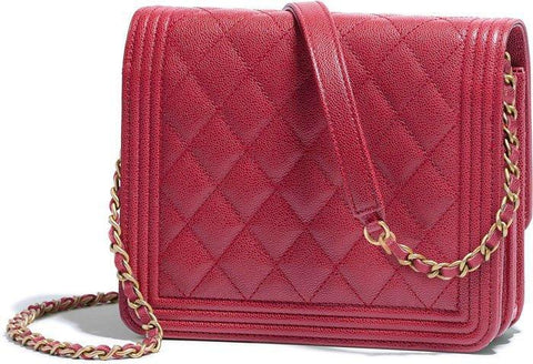 Chanel Boy Square Clutch With Chain – CWC Grained Calfskin Pink