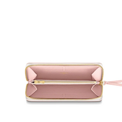 LV Clemence Wallet Damier Azur Canvas Rose Ballerine