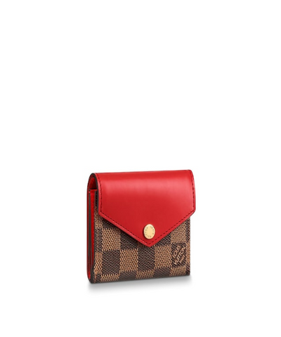 LV Zoé Wallet Damier Ebene Fuchsia colored leather