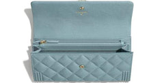 Chanel Le Boy Wallet On Chain – WOC Gold-Tone Metal Blue