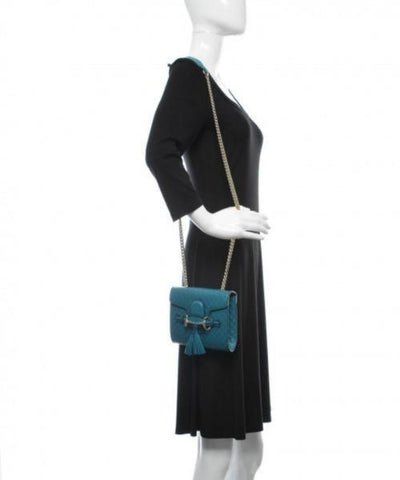 Gucci Emily Mini Micro Guccissima Bag Blue