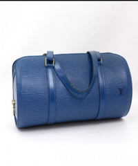 LV Soufflot Bag Black Epi Leather Blue