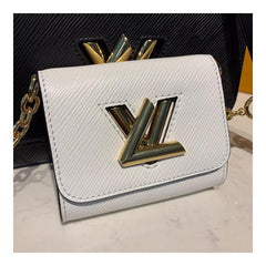 LV Twist MM Epi Leather White Gold-Colored Lock