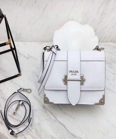 Prada Cahier Calf Leather Bag White