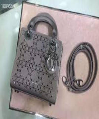 Mini Lady Dior Satin Bag Gray