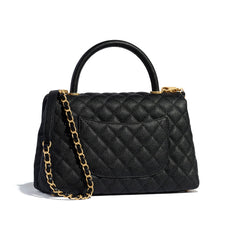 Chanel Small Flap Bag With Top Handle Black-Silver