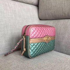 Gucci Laminated Leather Small Shoulder Bag Blue/Pink