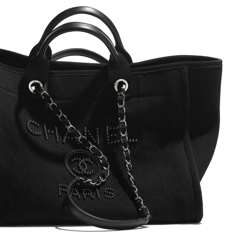 Chanel Deauville Fabric Tote Black/Gray